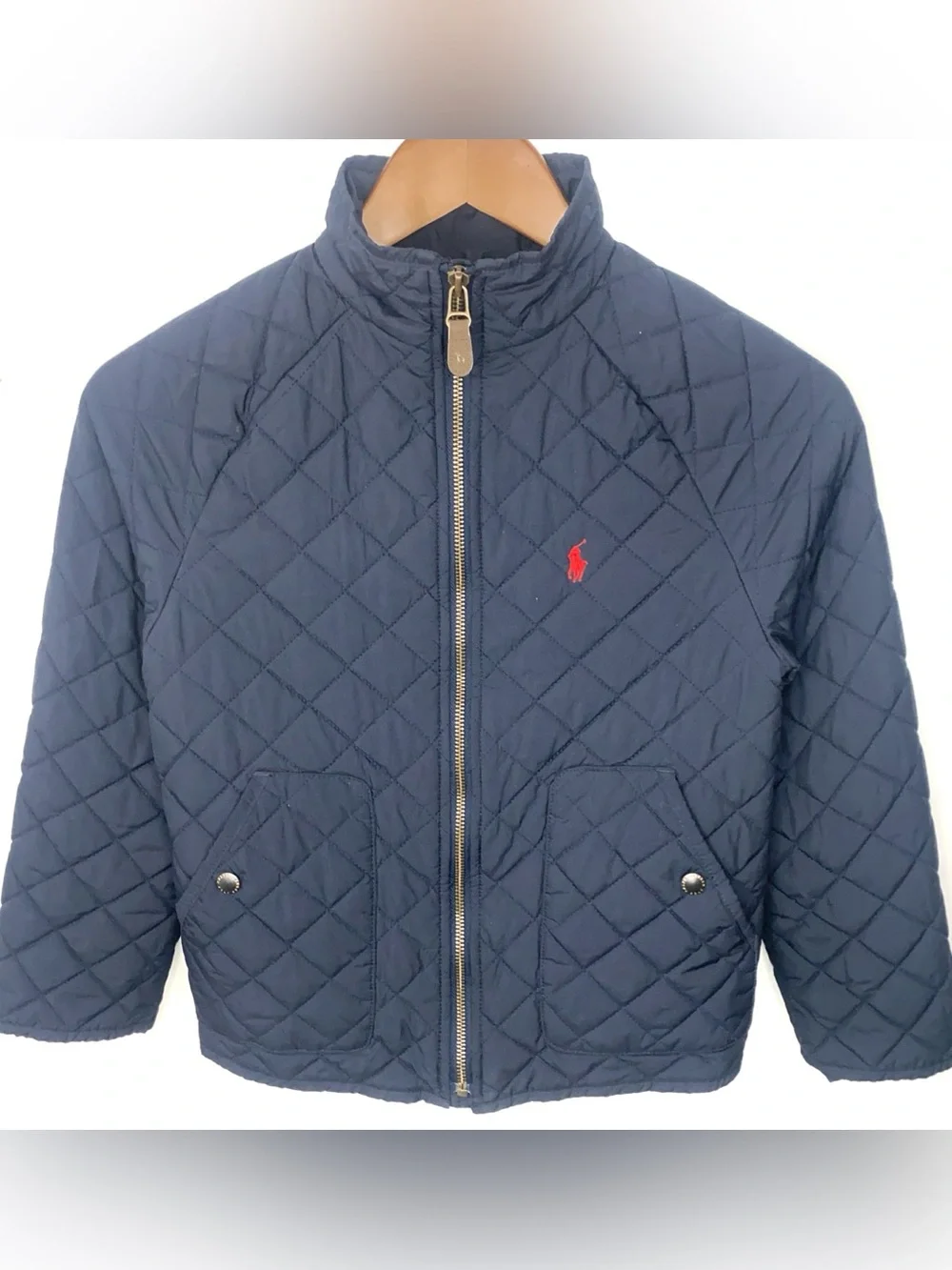 Polo Ralph Lauren Navy Blue Quilted Puffer Jacket Embroidered Logo Size Small 8
